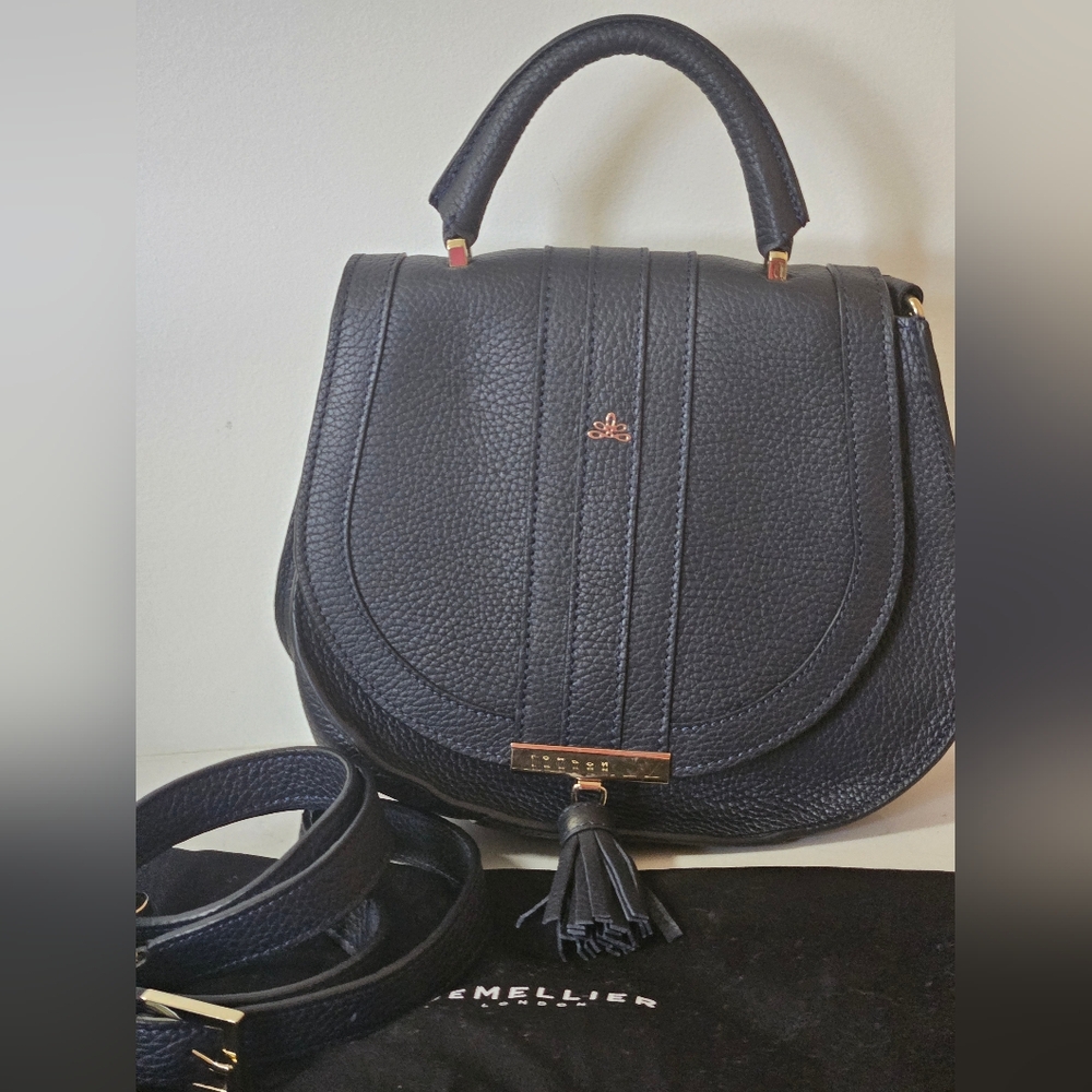 The Demellier Mini Venice Leather Bag In Navy